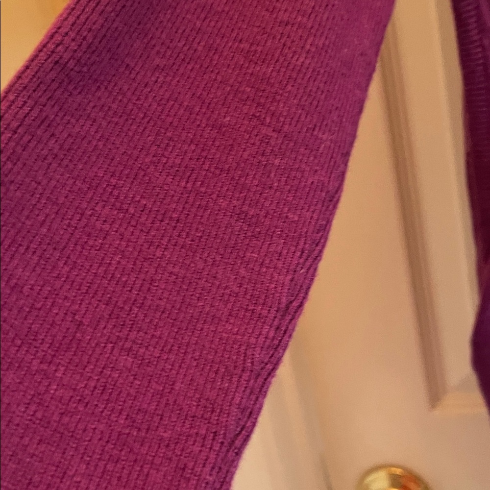 H by Halston Plum Knit with Cream Scarf Detail - Picture 3 of 9